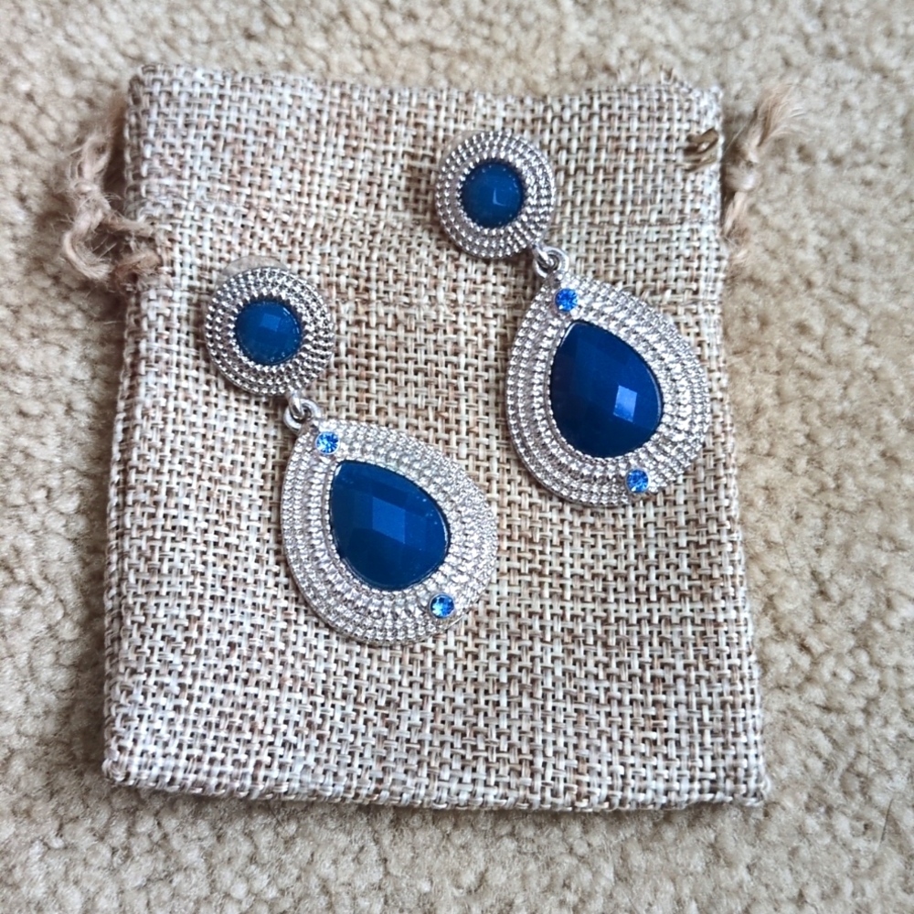 Rich blue & silver earrings